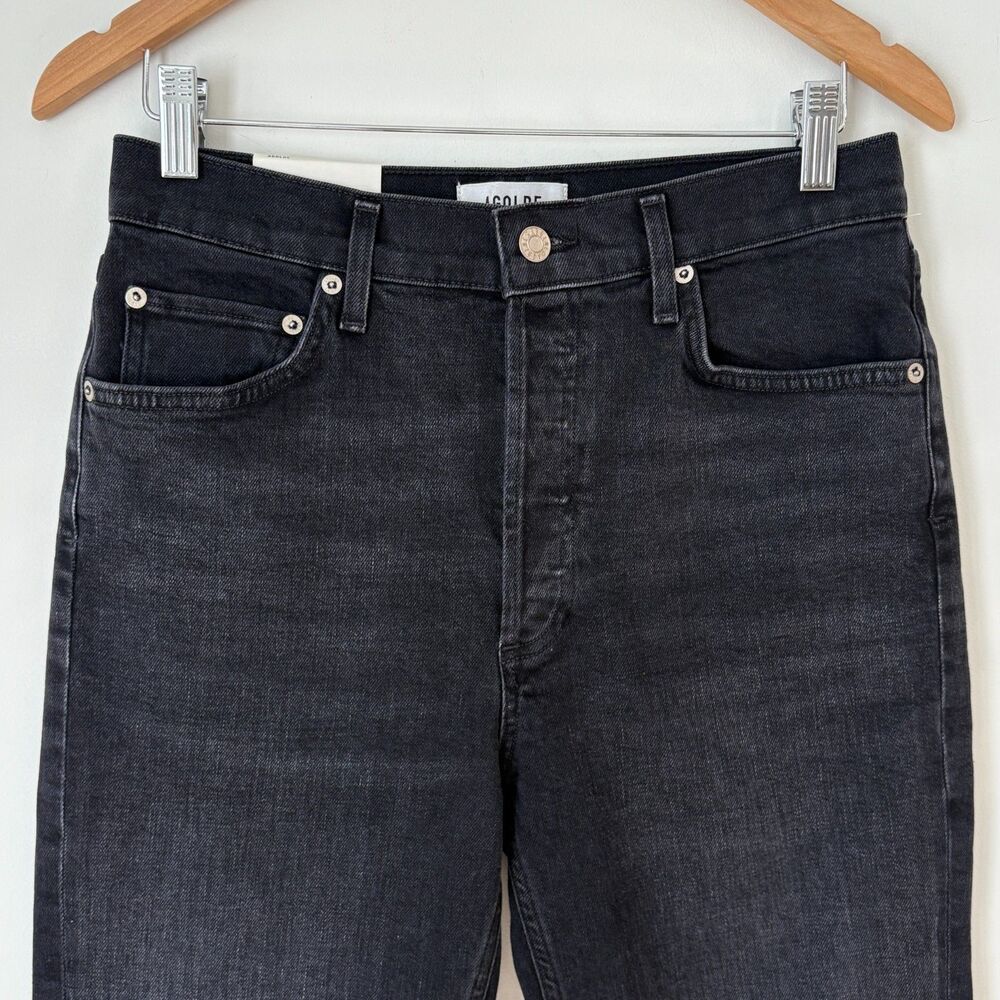 NWT AGOLDE Riley High Rise Straight Jeans Black Womens Size 29 Inseam 26" - Picture 4 of 10